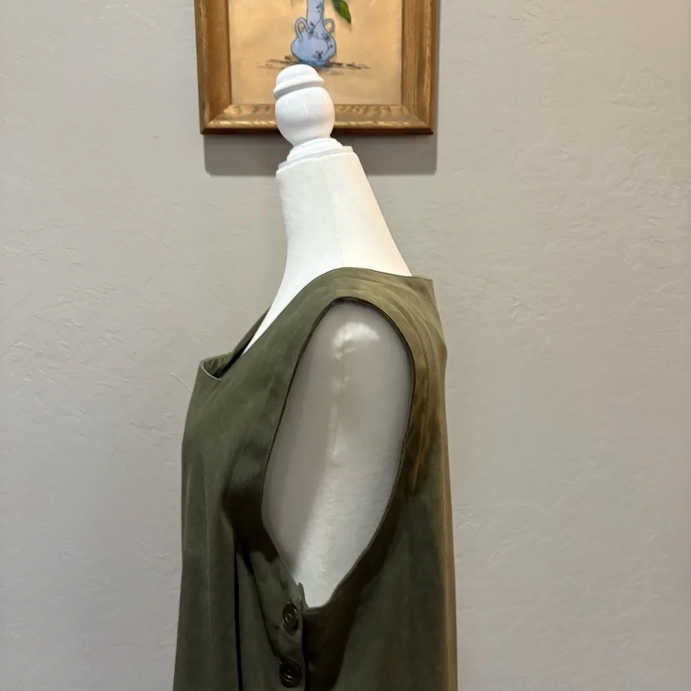 Decorated Originals Olive Green Sleeveless Midi Dress – Embroidered Hem LG - Picture 6 of 13